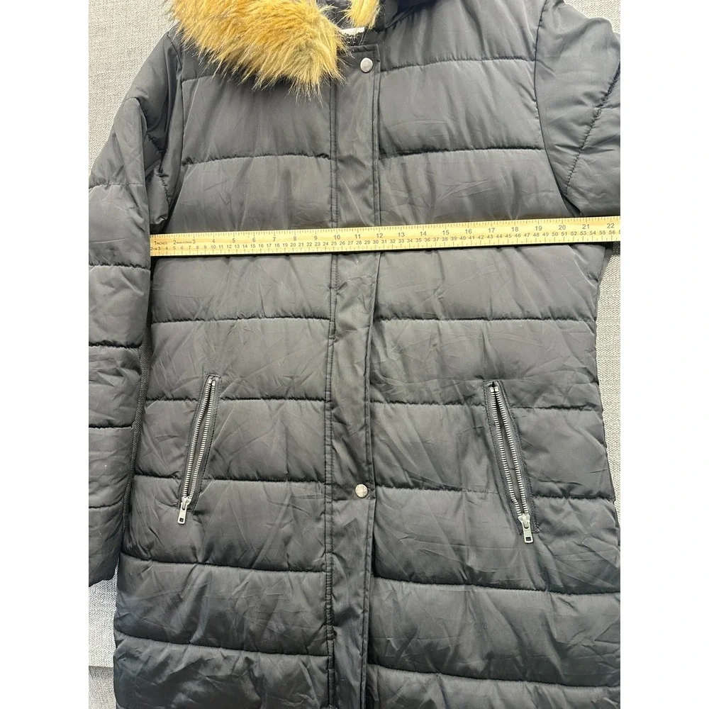 IloveSIA Puffer Jacket Womens 10 Black Lined Insulated Snap Front Hooded Winter‎
